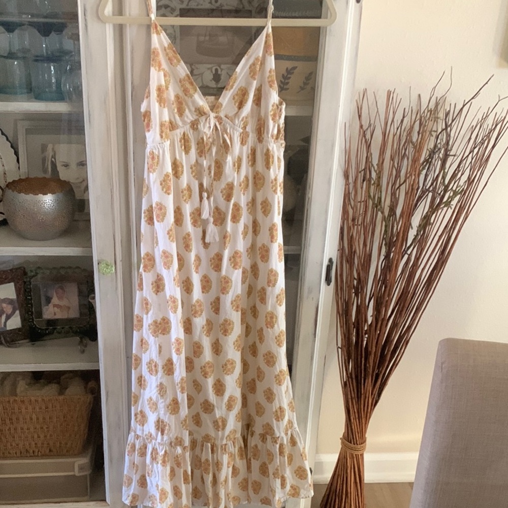 Dizzy White & Orange Sleeveless Maxi Sundress
